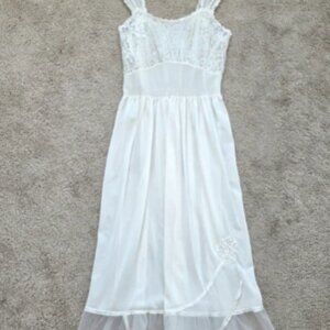 Vintage Lace Carillon White Slip Dress Size Small